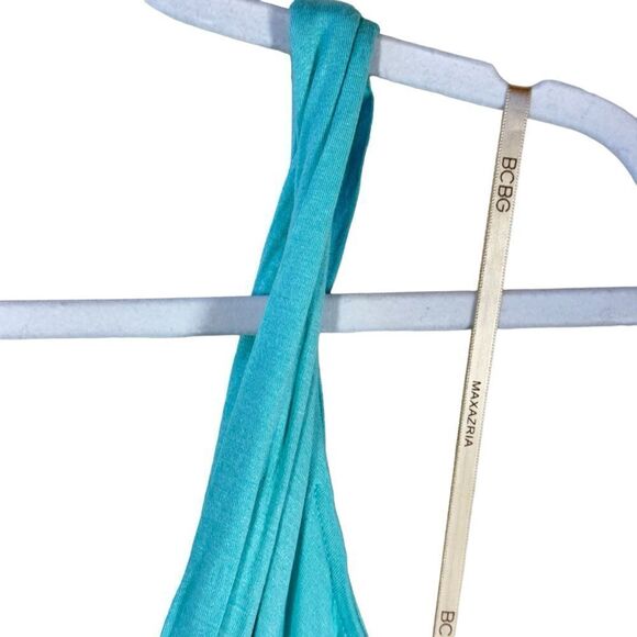 BCBGMaxAzria Surplice Twist Tank Dress Midi Aquamarine Jersey XS NWT - Picture 5 of 10